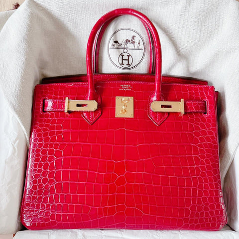 Birkin 30 Braise Shiny Porosus