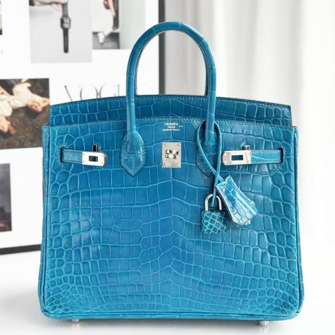 Birkin 25 Blue Izmir Shiny Niloticus