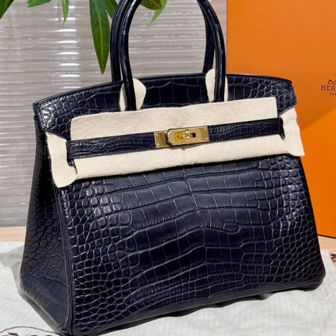 Birkin 30 Black Matte Alligator
