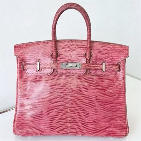 Birkin 25 Fuchsia Shiny Lizard
