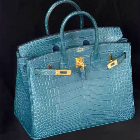 Birkin 25 Blue Colvert Matte Alligator