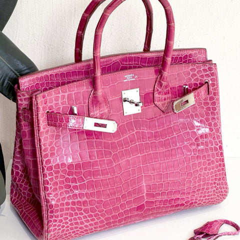 Birkin 35 Fuchsia Shiny Porosus