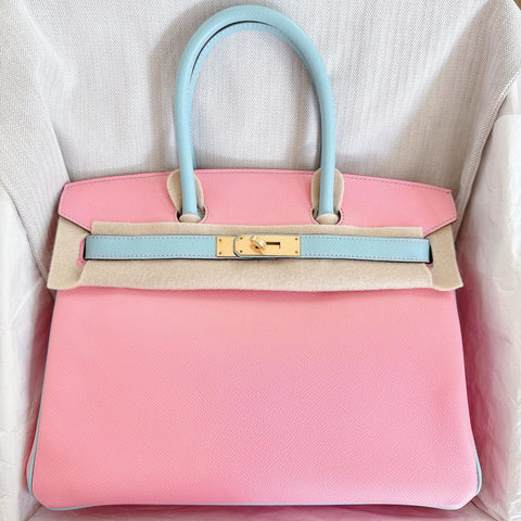 Birkin 30 Rose Confetti/Blue Atoll Epsom