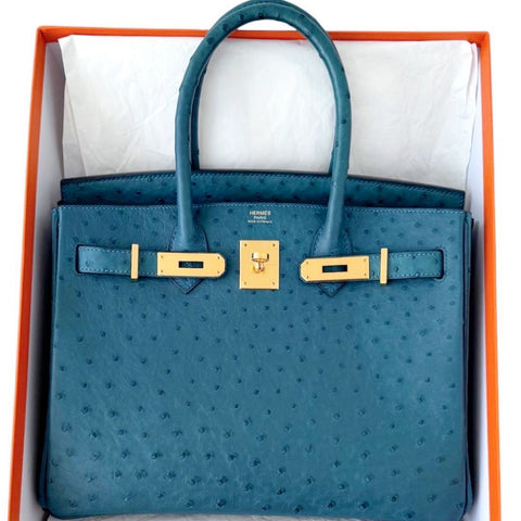 Birkin 30 Blue Cobalt Ostrich