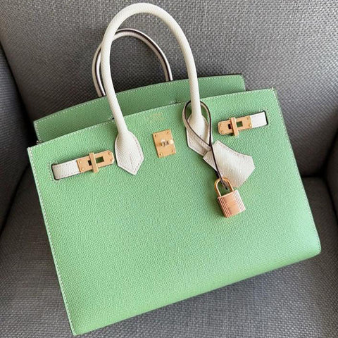Birkin 25 Sellier Vert Criquet/Nata Epsom