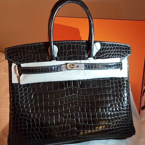 Birkin 35 Graphite Shiny Porosus