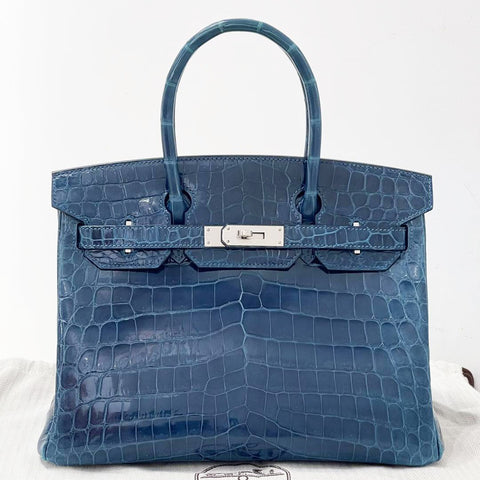Birkin 30 Blue Cobalt Shiny Niloticus