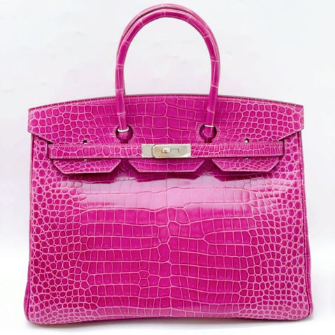 Birkin 35 Rose Scheherazade Shiny Porosus