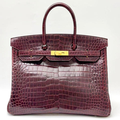 Birkin 35 Bordeaux Shiny Alligator
