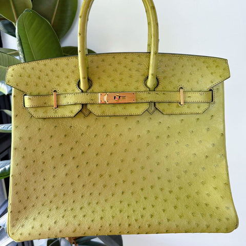 Birkin 35 Vert Anis Ostrich