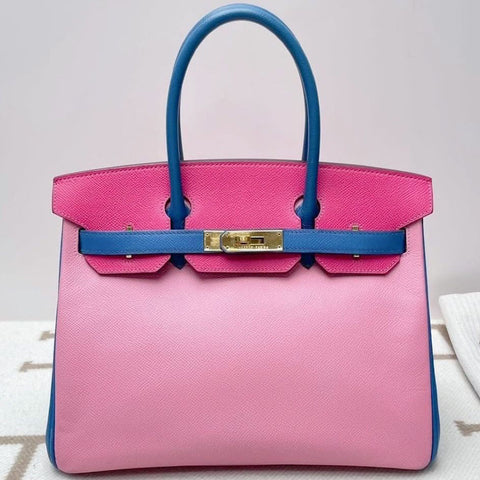 Birkin 30 Rose Confetti/Rose Tyrien/Blue Izmir Epsom