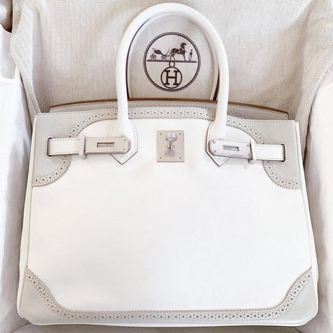 Birkin 30 Ghillies White Swift
