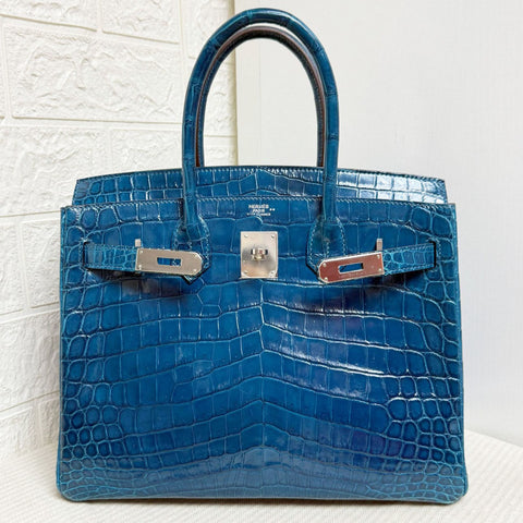Birkin 30 Blue Izmir Shiny Niloticus