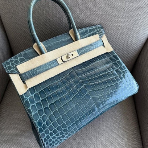 Birkin 30 Blue Tempete Shiny Niloticus