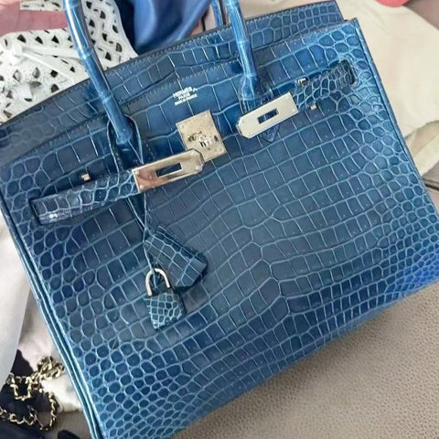 Birkin 30 Mykonos Shiny Porosus
