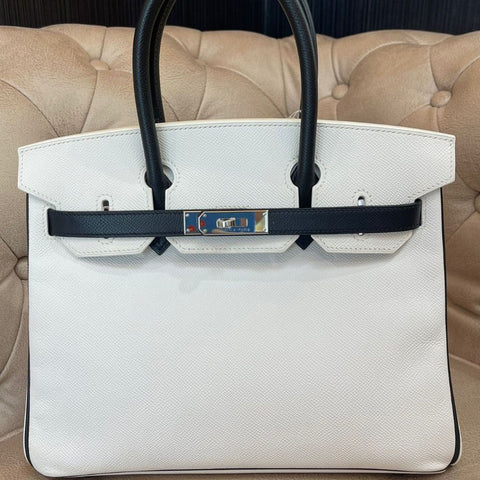 Birkin 30 White/Black Epsom