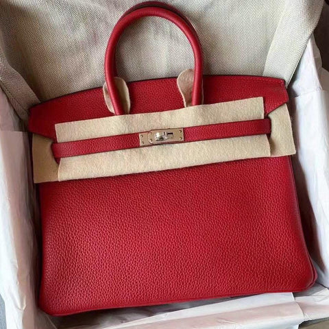 Birkin 25 Verso Rouge Casaque/Rouge Grenat Togo