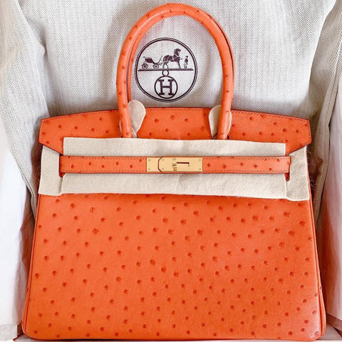 Birkin 30 Tangerine Ostrich