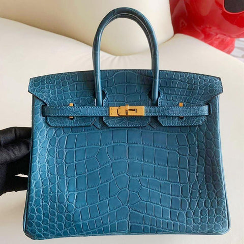 Birkin 25 Blue Colvert Matte Alligator