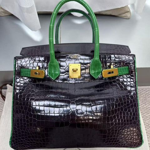 Birkin 30 Prunoir/Cactus Shiny Porosus