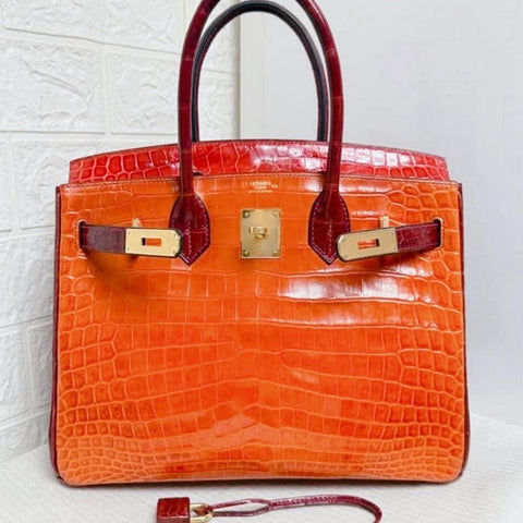 Birkin 30 Orange/Geranium Shiny Niloticus