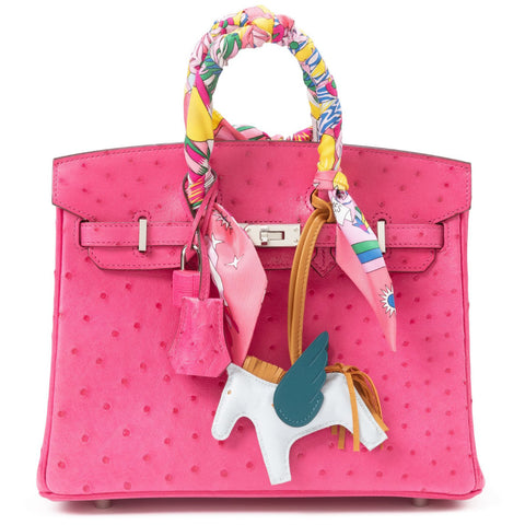 Birkin 25 Rose Tyrien Ostrich