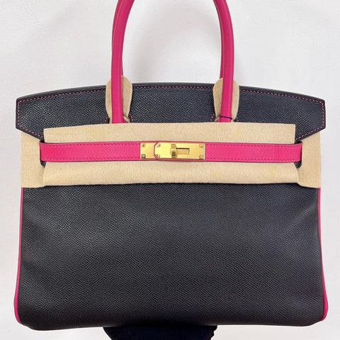 Birkin 30 Black/Rose Tyrien Epsom
