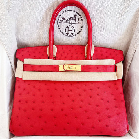 Birkin 30 Rouge Vif Ostrich