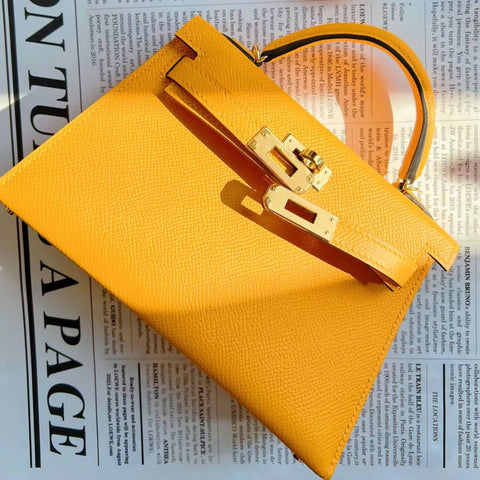 Kelly Mini Jaune Ambre Epsom