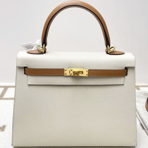 Kelly 25 Sellier Craie/Gold Epsom