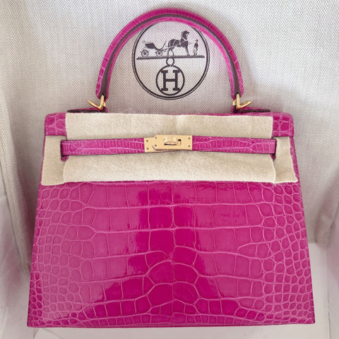Kelly 25 Sellier Rose Scheherazade Shiny Alligator