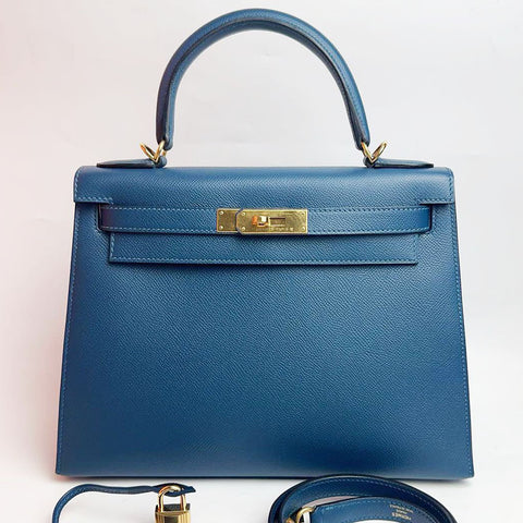 Kelly 28 Sellier Blue Cobalt Epsom