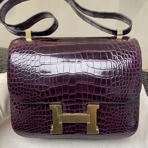 Constance 24 Aubergine Shiny Alligator