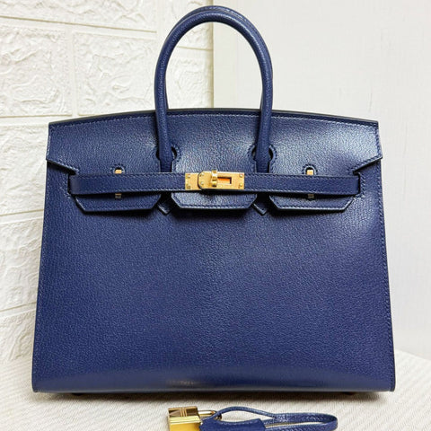 Birkin 25 Sellier Blue Sapphire Chevre