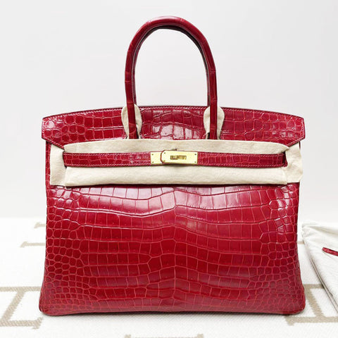 Birkin 35 Braise Shiny Porosus