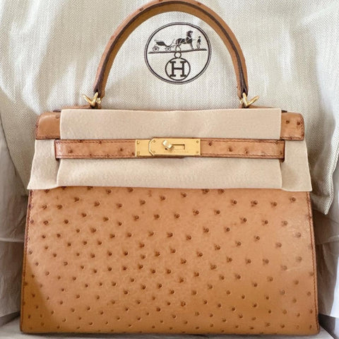 Kelly 28 Sellier Sable Ostrich