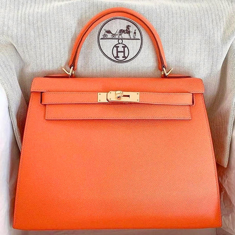 Kelly 28 Sellier Orange Epsom
