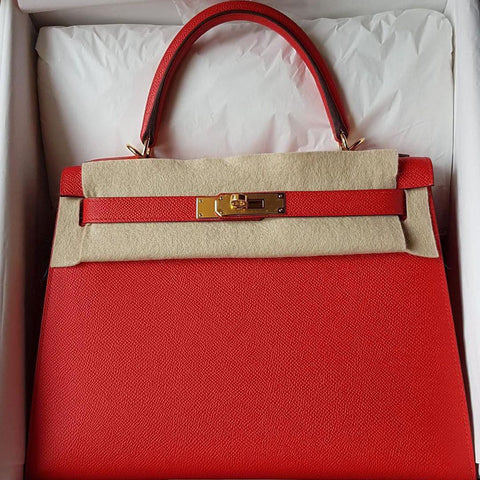 Kelly 28 Sellier Rouge de Coeur Epsom