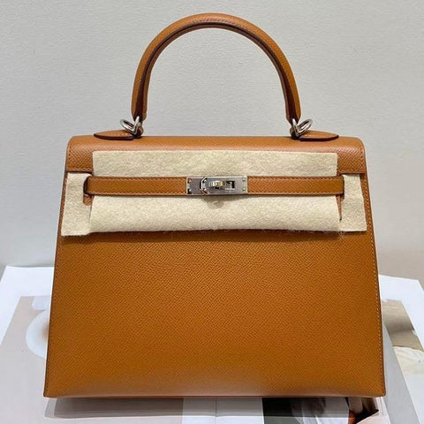 Kelly 25 Verso Sellier Caramel/Lime Epsom