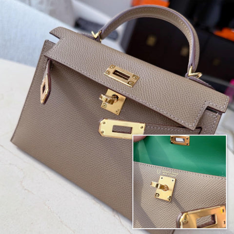 Kelly Mini Etain/Vert Vertigo Epsom