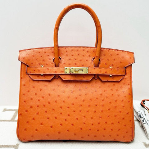 Birkin 30 Tangerine Ostrich