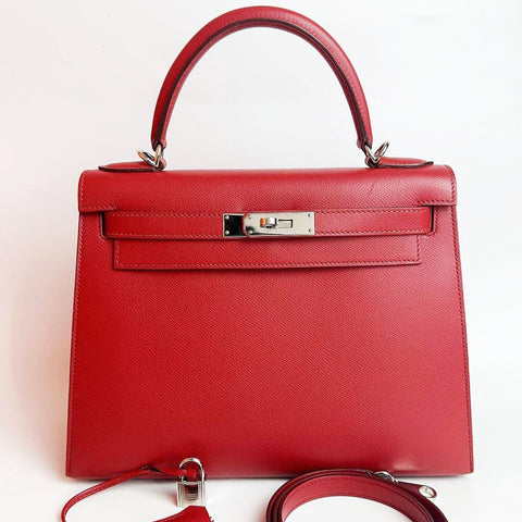 Kelly 28 Sellier Rouge Garance Epsom
