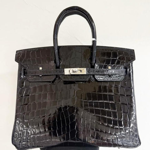 Birkin 25 Blue Marine Shiny Niloticus
