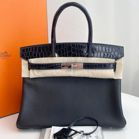 Birkin 30 Touch Black/Shiny Niloticus