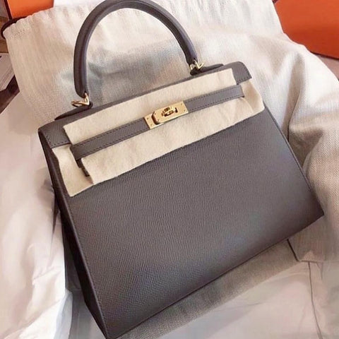 Kelly 25 Sellier Etain Epsom