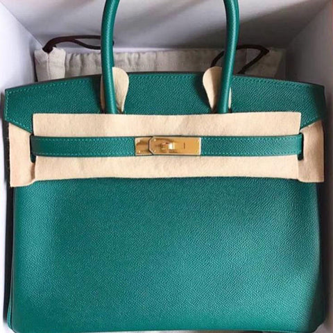 Birkin 30 Malachite Epsom