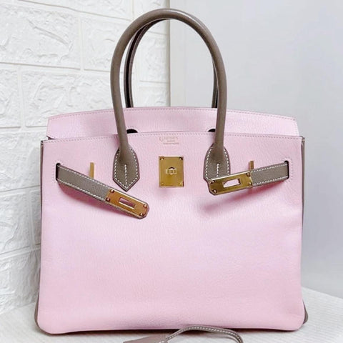 Birkin 30 Rose Sakura/Etoupe Chevre