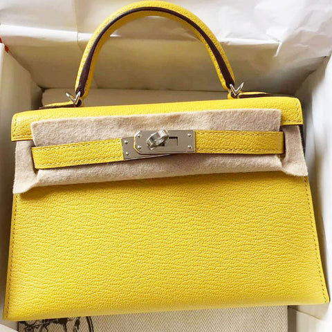Kelly Mini Verso Jaune de Naples/Gold Chevre