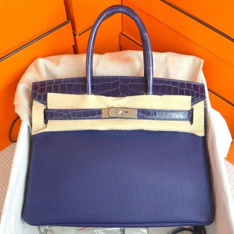 Birkin 30 Touch Blue Encre Togo/Shiny Croc