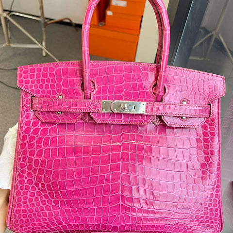 Birkin 30 Fuchsia Shiny Porosus